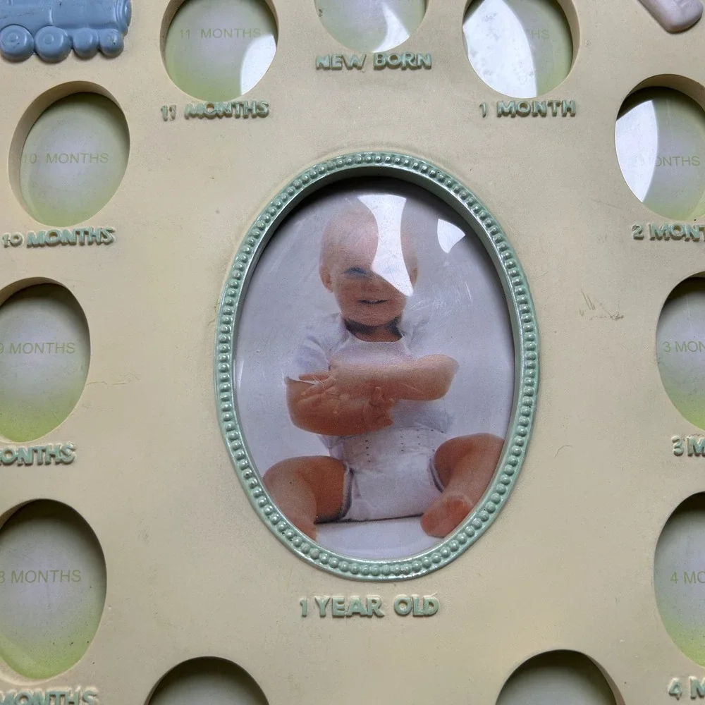 Vintage‎ Baby My First Year Photo Frame 12 Month Milestone Pastel Nursery Decor